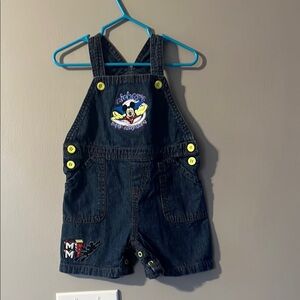 Mickey Mouse  Dark Blue Denim Overalls with Playful Design